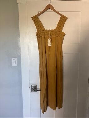 Mustard Crochet-Trim Maxi Dress - Women
